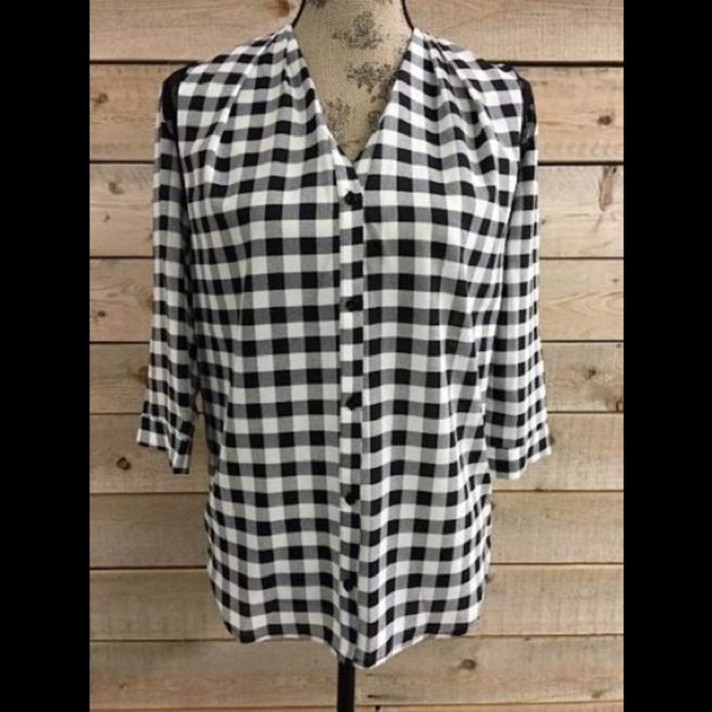 Fate Black and White Checker Blouse